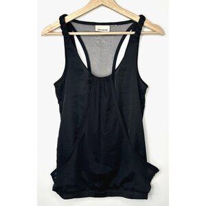 DKNY Women Tank Top Semi Sheer Halter Mesh Panels Front Back Black Size S-M